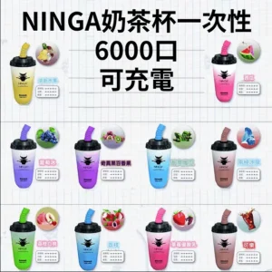 NINGA 奶茶杯6000口拋棄式可充電一次性電子煙
